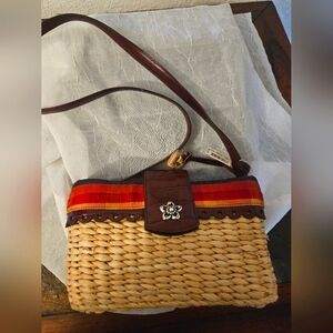 NWT Brighton Straw/Leather Handbag